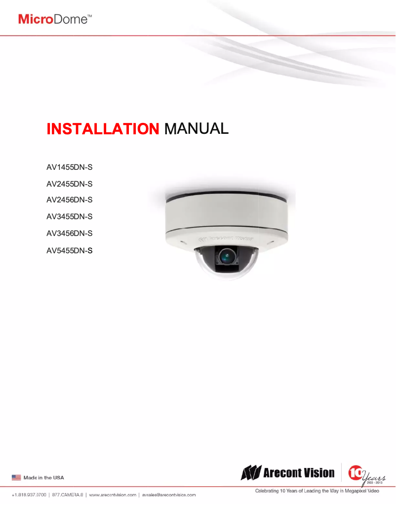 Page n°1 - Manuel utilisateur Arecont Vision AV1455DN-S