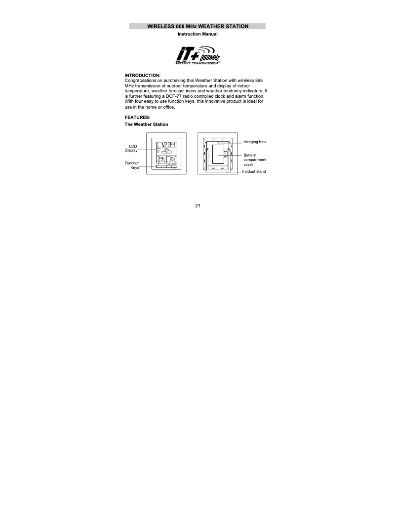 Image de la première page du manuel de l'appareil WS 9136-IT