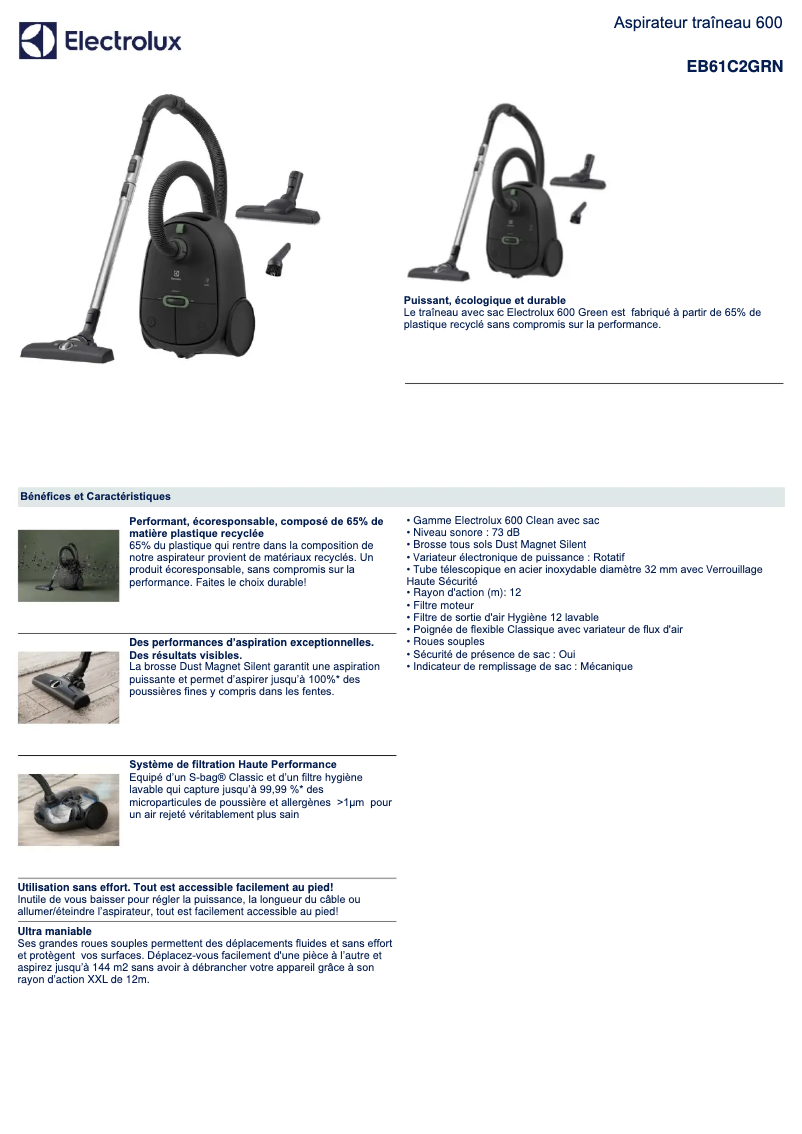 Page 1 de la notice Manuel utilisateur Electrolux EB61C2GRN