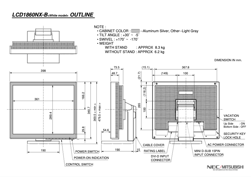Image de la première page du manuel de l'appareil MultiSync LCD1860NX