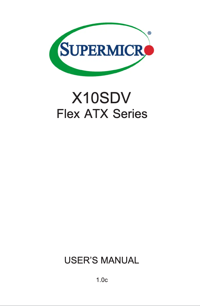 Page 1 de la notice Manuel utilisateur Supermicro X10SDV-4C+-TP4F
