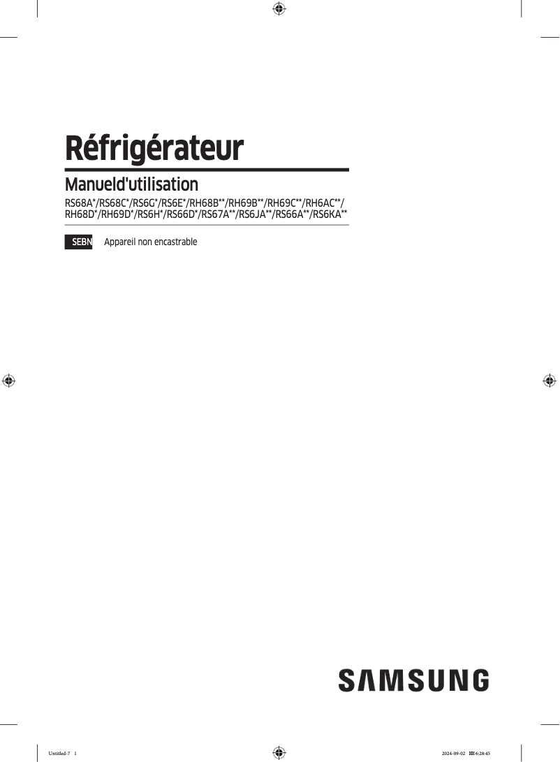 Page 1 de la notice Manuel utilisateur Samsung RS66A8101S9