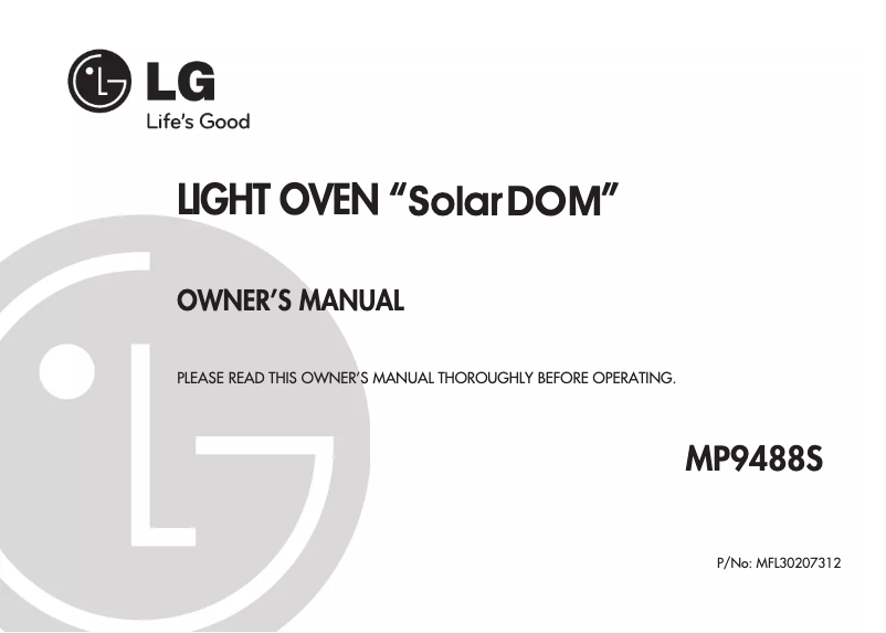 Page 1 de la notice Manuel utilisateur LG MP9488S