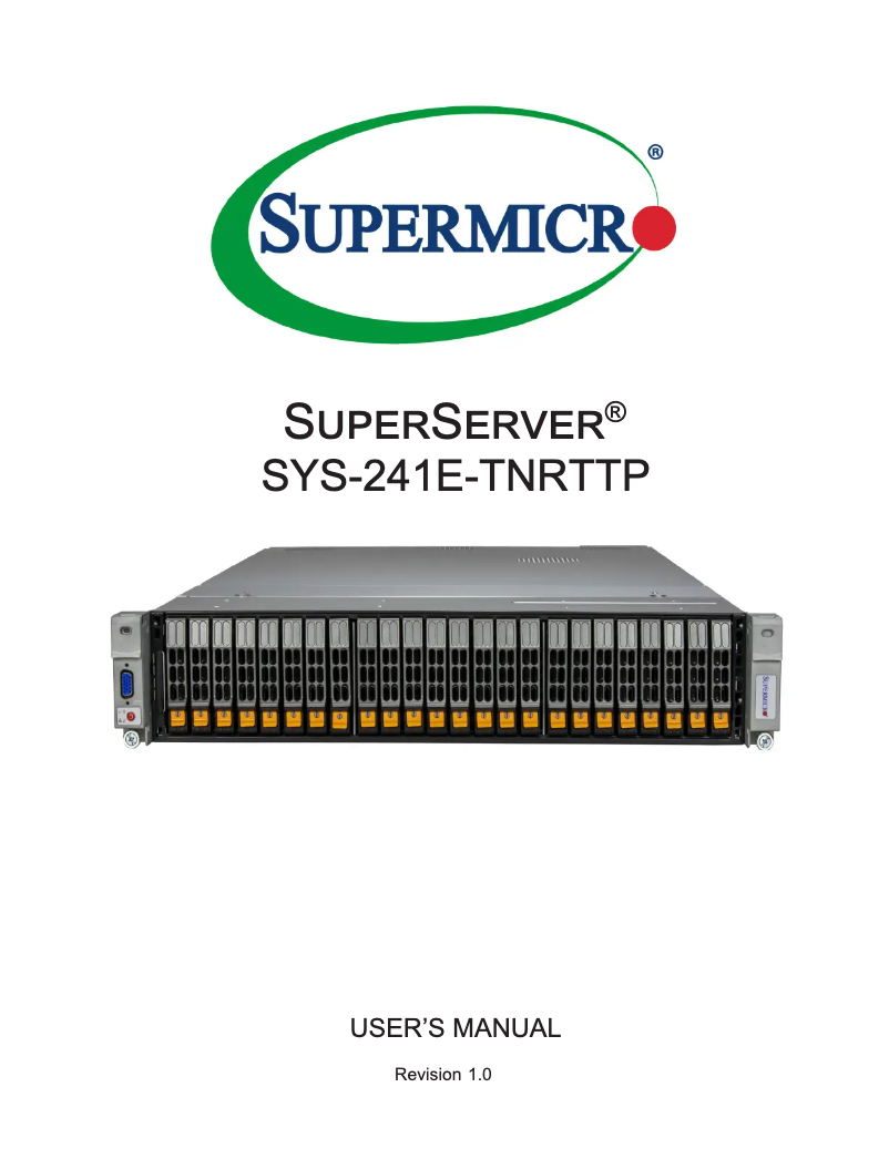 Image de la première page du manuel de l'appareil SuperServer SYS-241E-TNRTTP