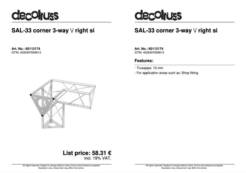 Image de la première page du manuel de l'appareil SAL 33
