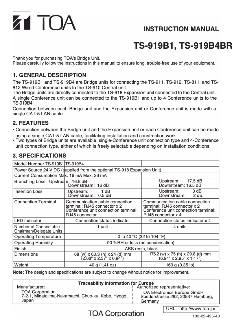 Image de la première page du manuel de l'appareil TS-919B1