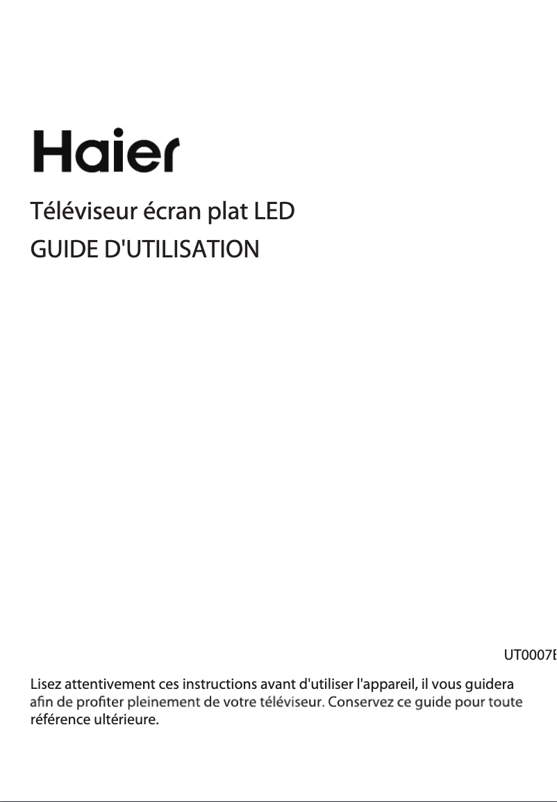 Page 1 de la notice Manuel utilisateur Haier LE65B7000TU