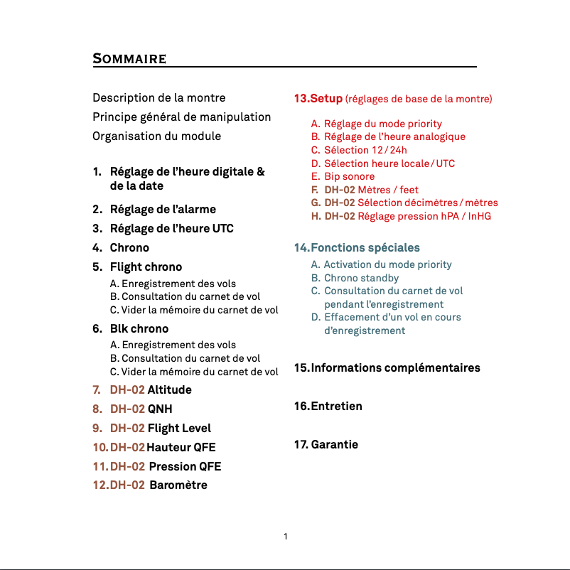 Page 1 de la notice Manuel utilisateur De Havilland Acier DH02