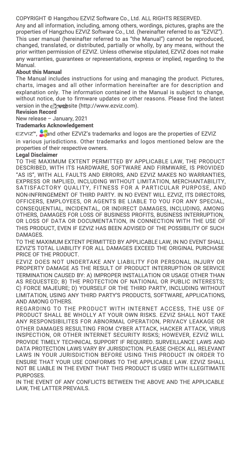 Page 1 de la notice Manuel utilisateur EZVIZ C3TN Color