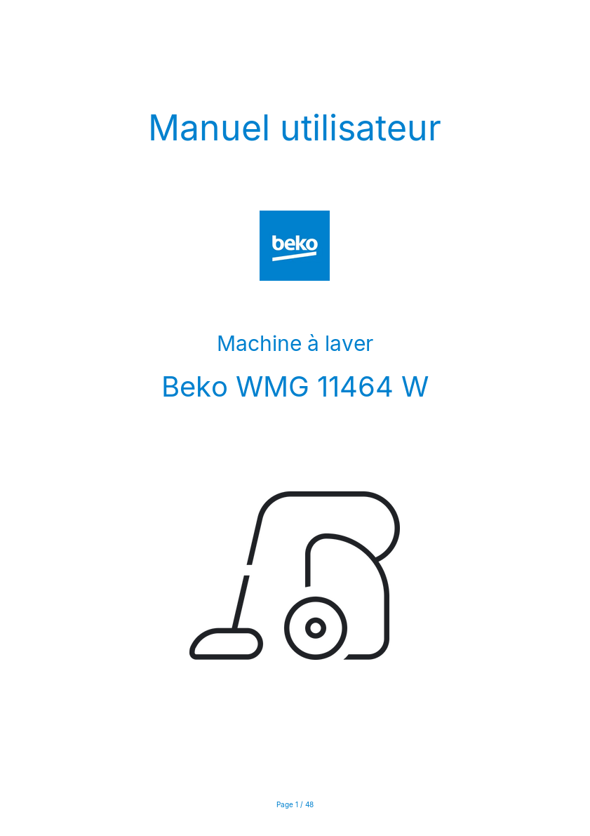Page n°1 - Manuel utilisateur Beko WMG 11464 W