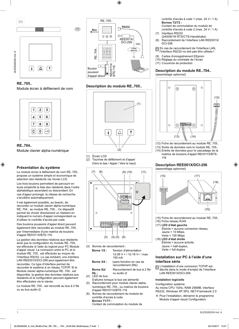 Page 1 de la notice Instructions / montage Elcom REN705T