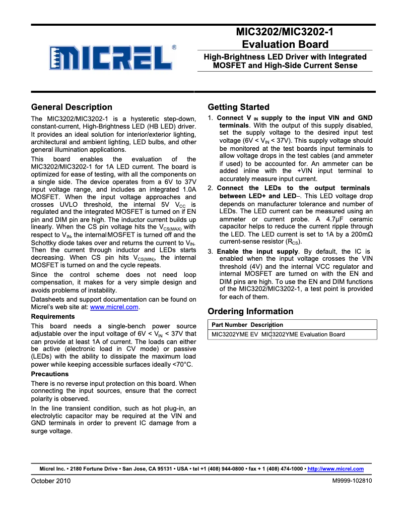 Page 1 de la notice Manuel utilisateur Microchip MIC3202YME