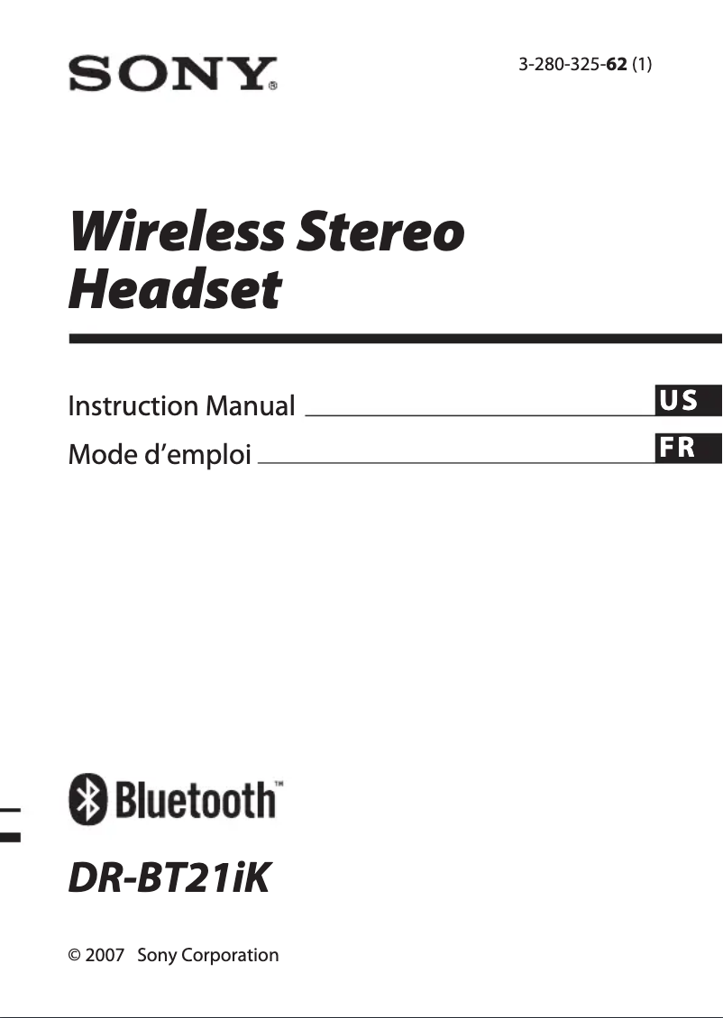 Page n°1 - Manuel utilisateur Sony DR-BT21iK