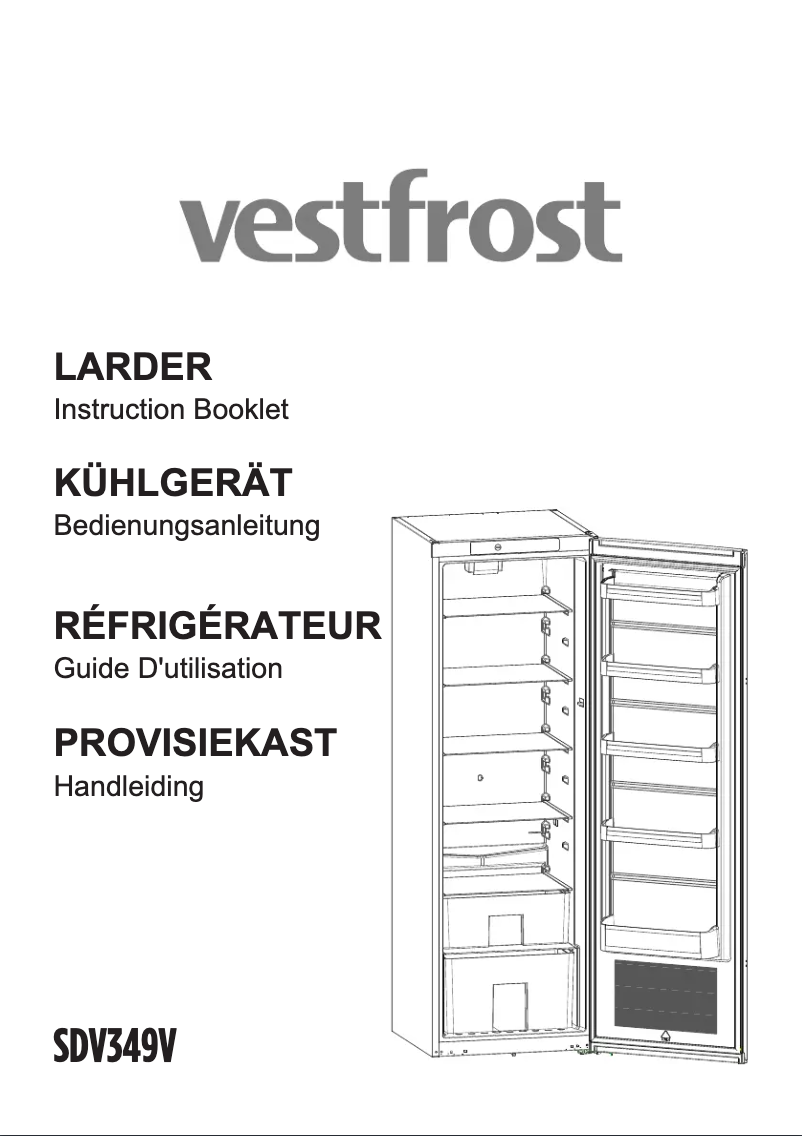 Page 1 de la notice Manuel utilisateur Vestfrost SDV349V