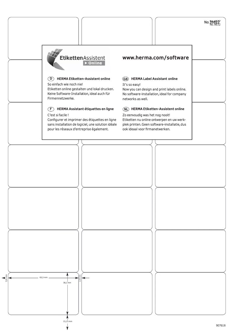 Page 1 de la notice Manuel utilisateur Herma 10822