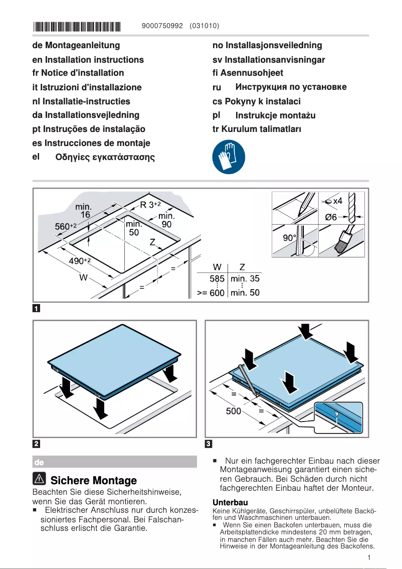 Page n°1 - Guide d'installation Neff T16SDF9L0