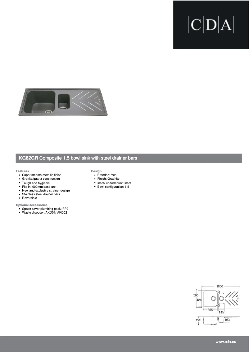 Page n°1 - Fiche technique CDA KG82GR