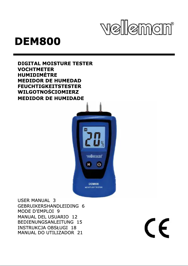 Image de la première page du manuel de l'appareil DEM800