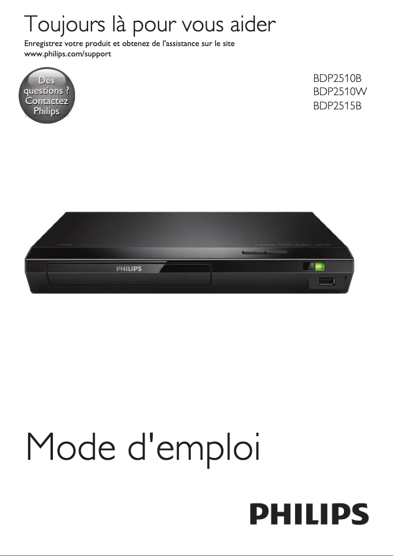 Image de la première page du manuel de l'appareil BDP2515B