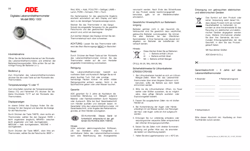 Image de la première page du manuel de l'appareil BBQ 1302