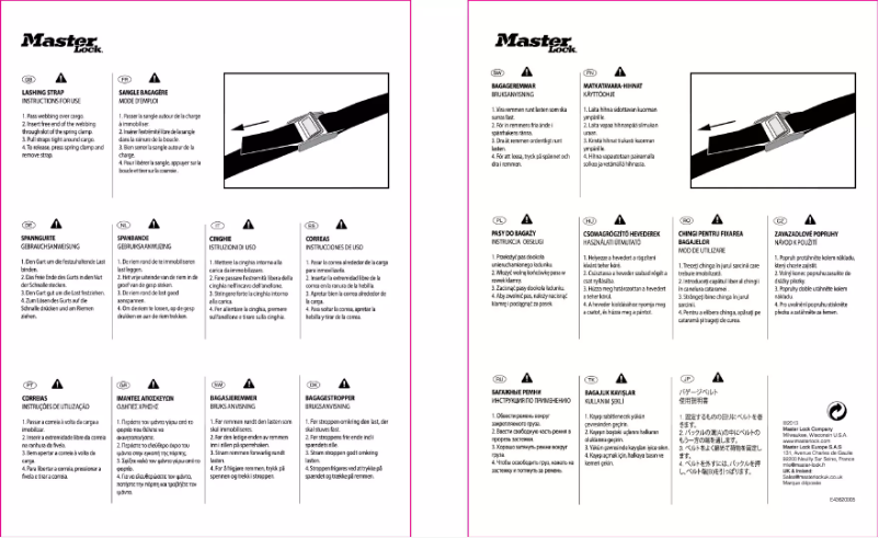 Page 1 de la notice Manuel utilisateur Master Lock 4362EURDAT