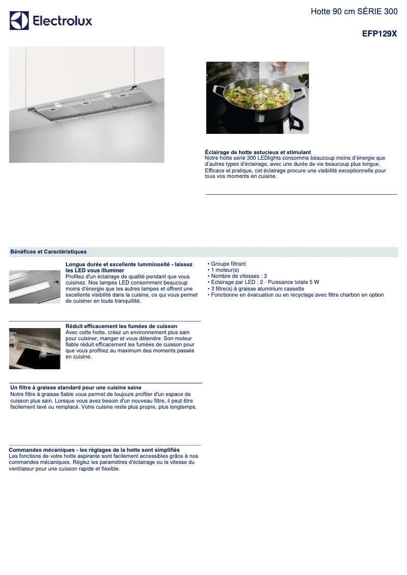 Page n°1 - Fiche technique Electrolux EFP129X