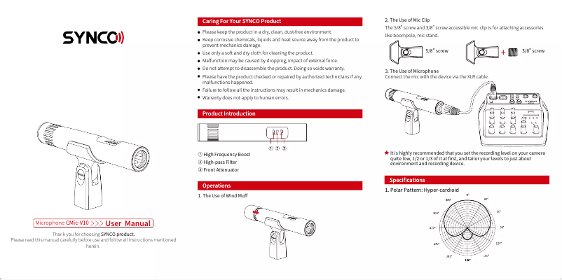 Image de la première page du manuel de l'appareil Cmic-V10