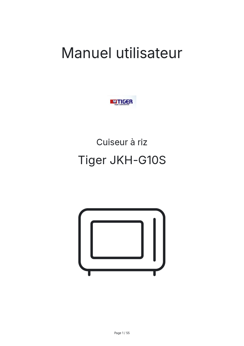 Image de la première page du manuel de l'appareil JKH-G10S