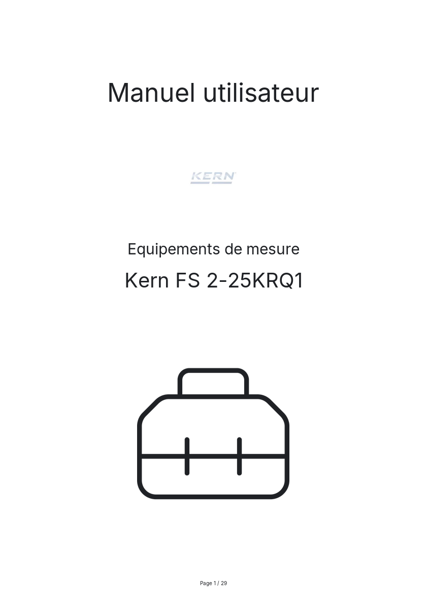 Page n°1 - Manuel utilisateur Kern FS 2-25KRQ1