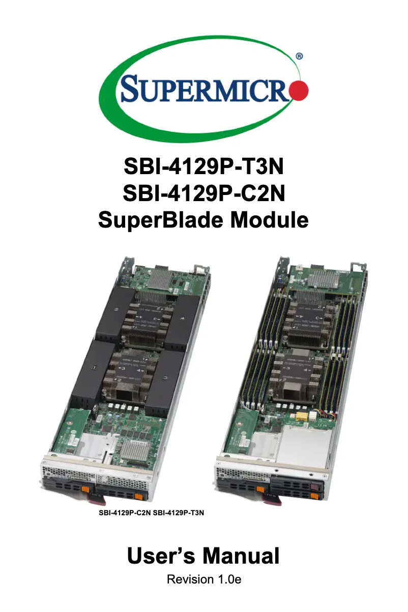 Page 1 de la notice Manuel utilisateur Supermicro SuperBlade SBI-4129P-T3N