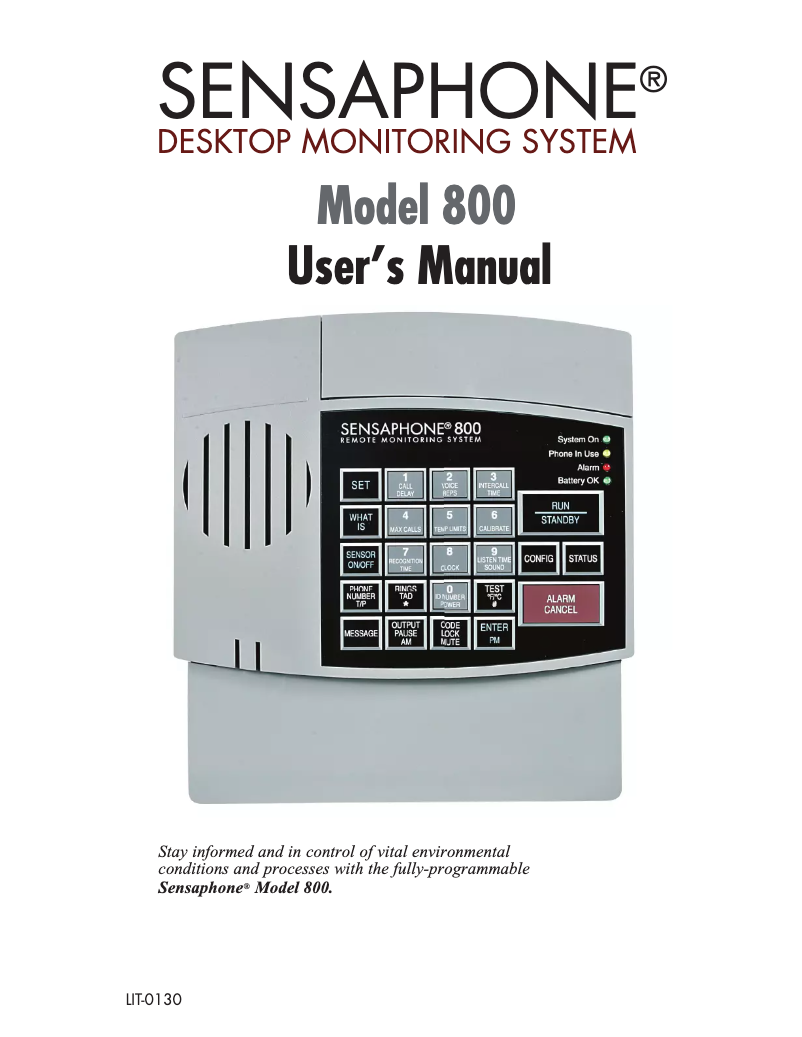 Image de la première page du manuel de l'appareil 800