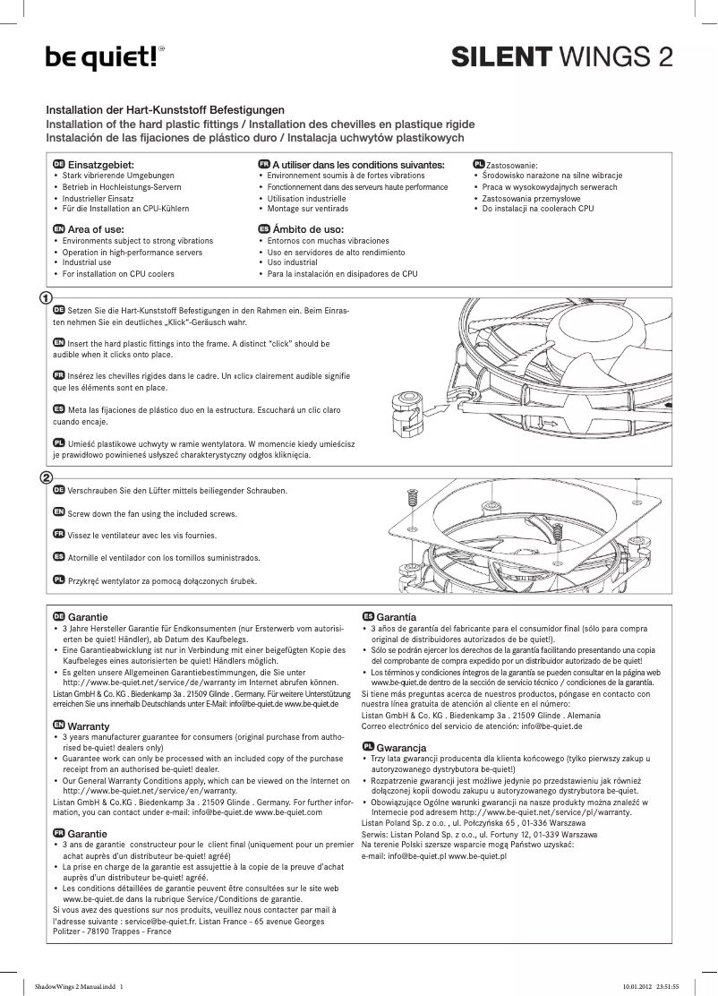 Page 1 de la notice Manuel utilisateur Be Quiet! Silent Wings 2