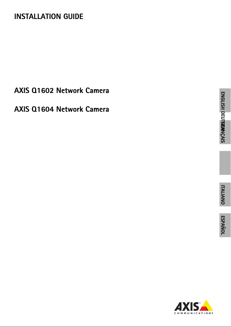 Page 1 de la notice Manuel utilisateur Axis Q1602