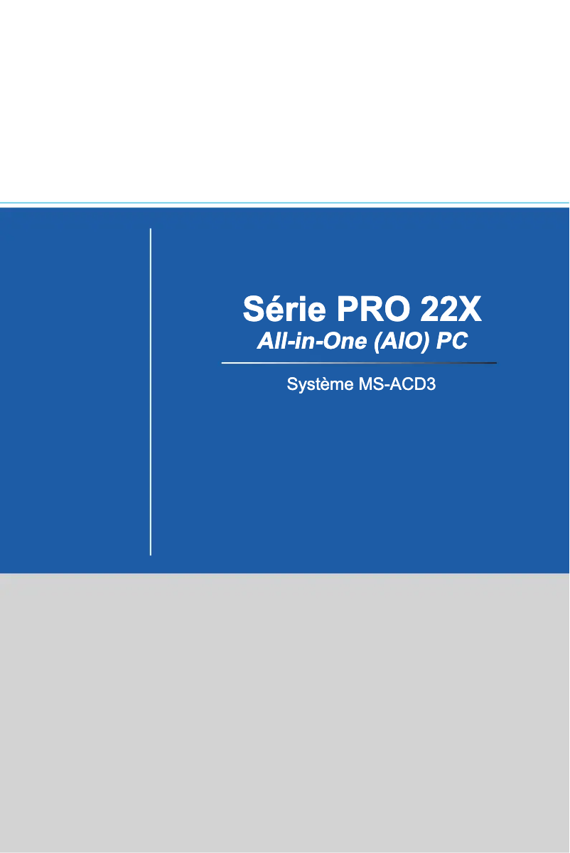 Page n°1 - Manuel utilisateur MSI PRO 22XT 10M