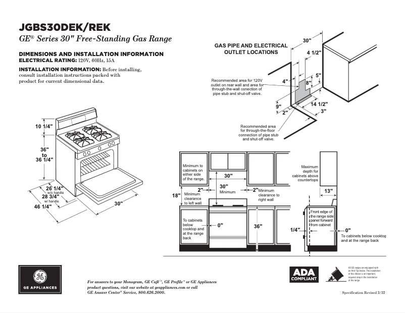 Página 1 del manual Ficha técnica GE JGBS30RETSS
