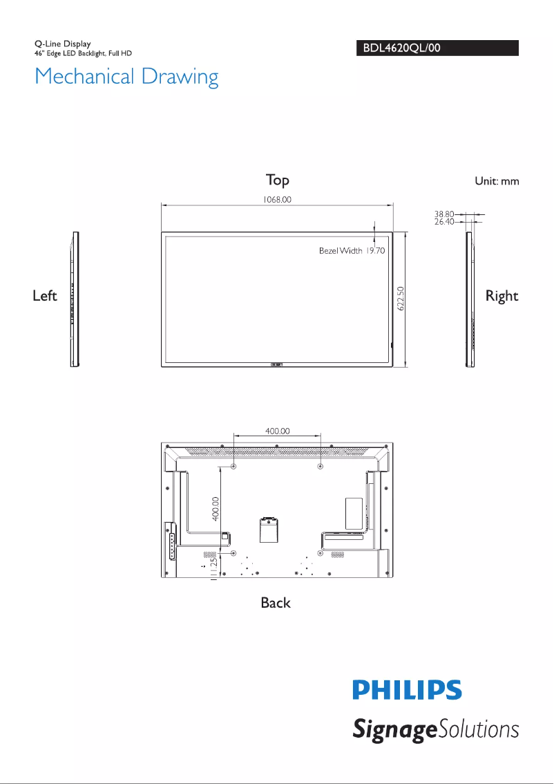 Image de la première page du manuel de l'appareil Signage Solutions BDL4620QL