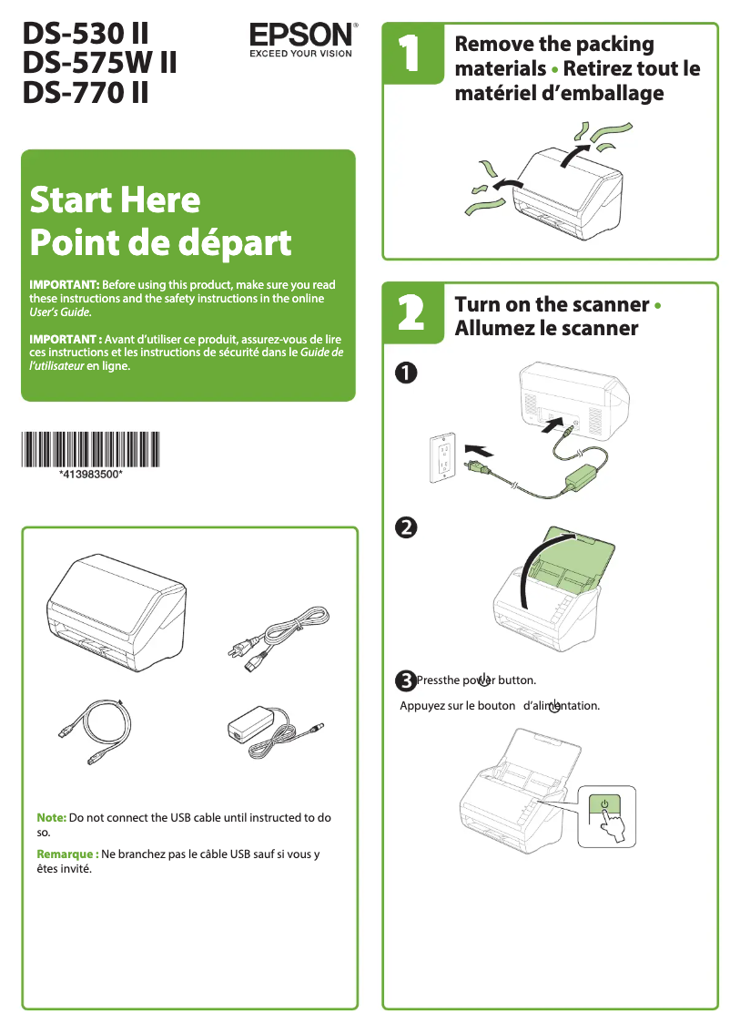 Page n°1 - Guide d'installation Epson WorkForce DS-530II