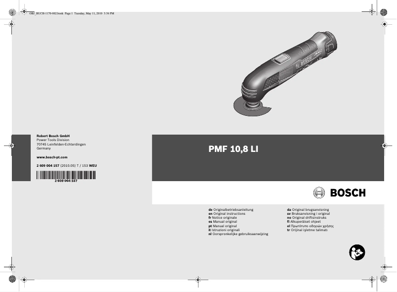Page n°1 - Manuel utilisateur Bosch PMF 10,8 LI