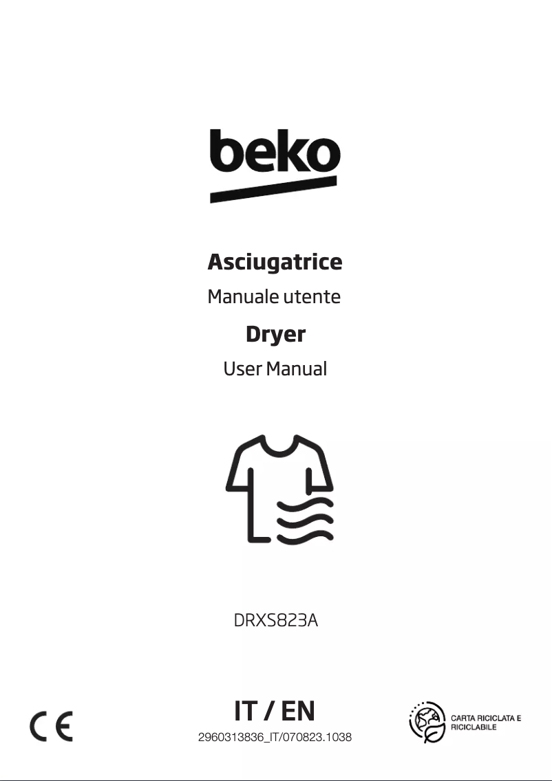 Page 1 de la notice Manuel utilisateur Beko DRXS823A