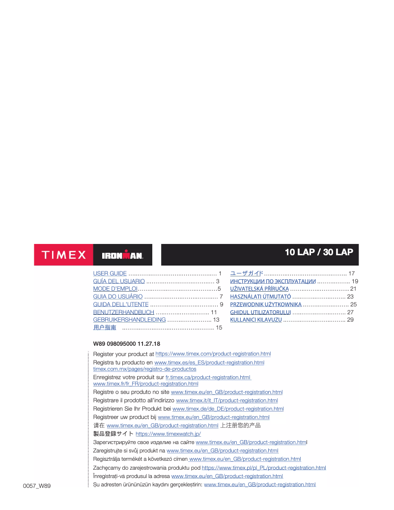 Page 1 de la notice Manuel utilisateur Timex Ironman TW5M18900JT