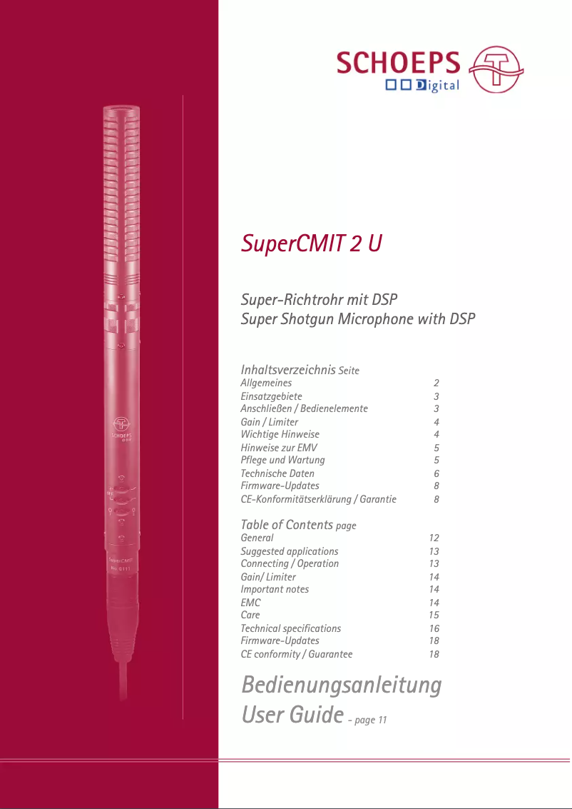 Page n°1 - Manuel utilisateur Schoeps SuperCMIT 2 U