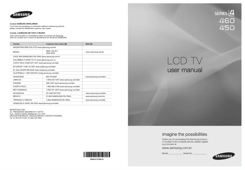 Image de la première page du manuel de l'appareil LN32B450