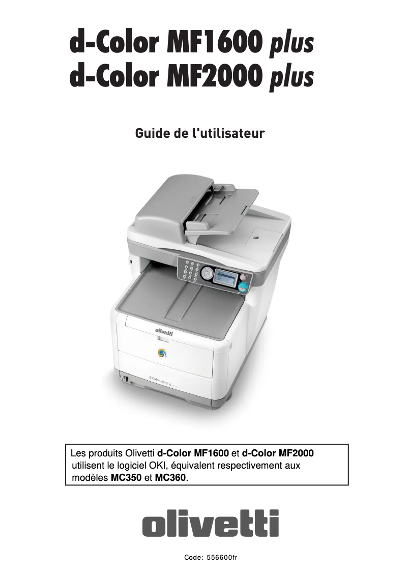 Page 1 de la notice Manuel utilisateur Olivetti d-Color MF1600 plus