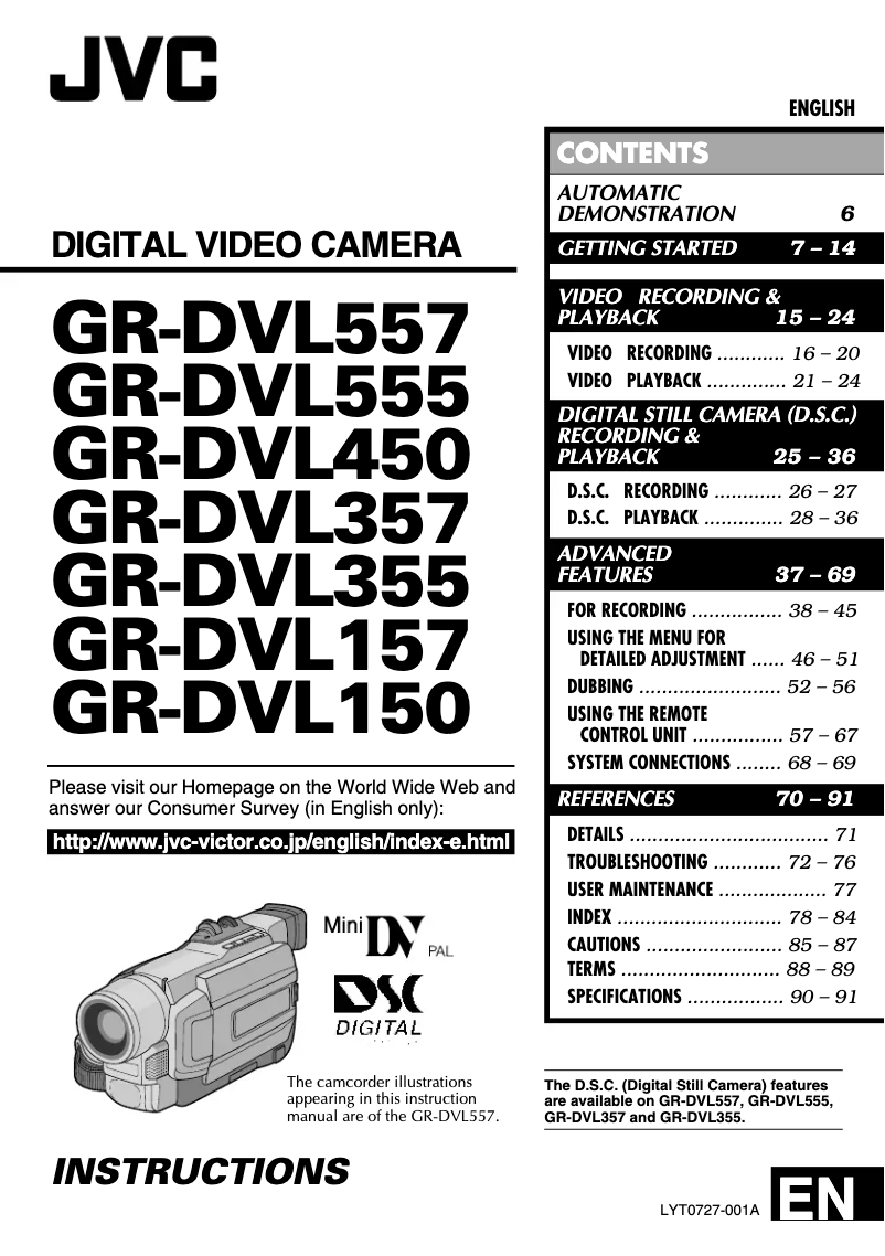 Page n°1 - Manuel utilisateur JVC GR-DVL157