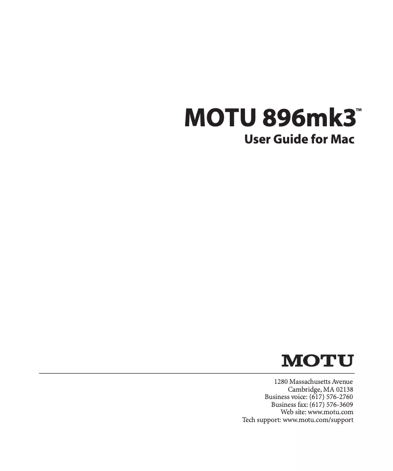 Page 1 de la notice Manuel utilisateur Motu 896Mk3