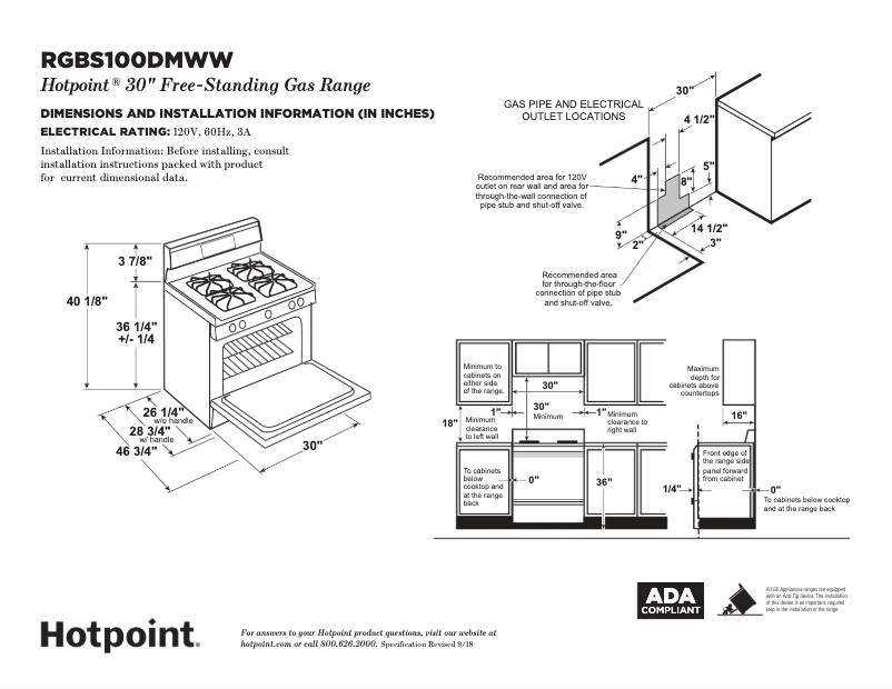 Page 1 de la notice Fiche technique Hotpoint RGBS100DMWW