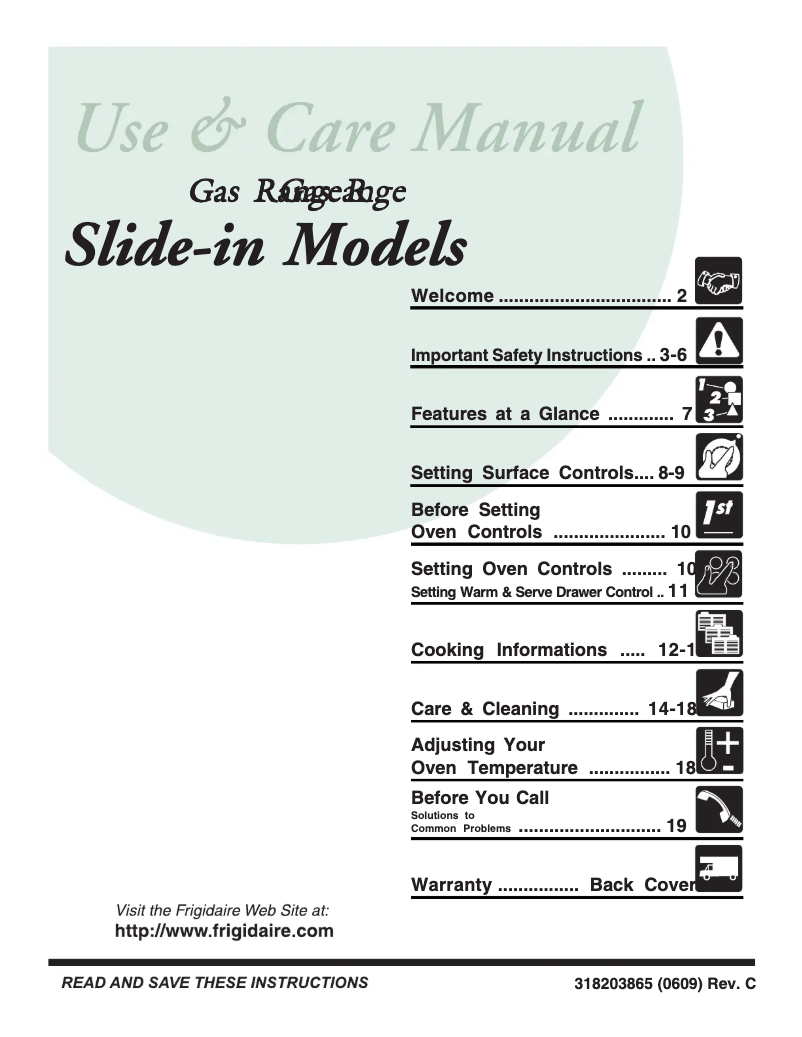 Page 1 de la notice Manuel utilisateur Frigidaire FGS367EC
