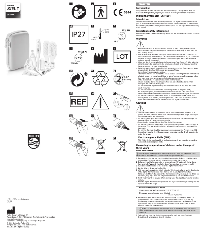 Page n°1 - Manuel utilisateur Philips Avent SCH400