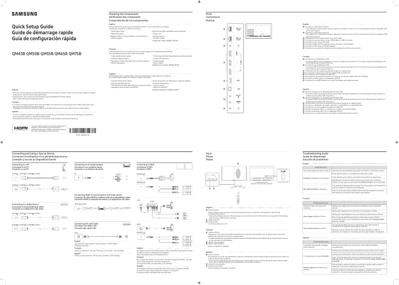 Page 1 de la notice Manuel utilisateur Samsung QM43B