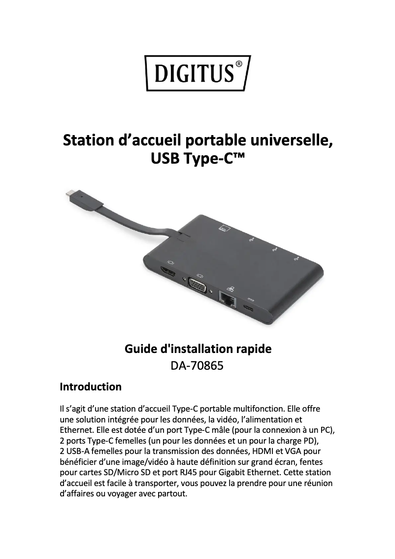 Page n°1 - Manuel utilisateur Digitus DA-70865